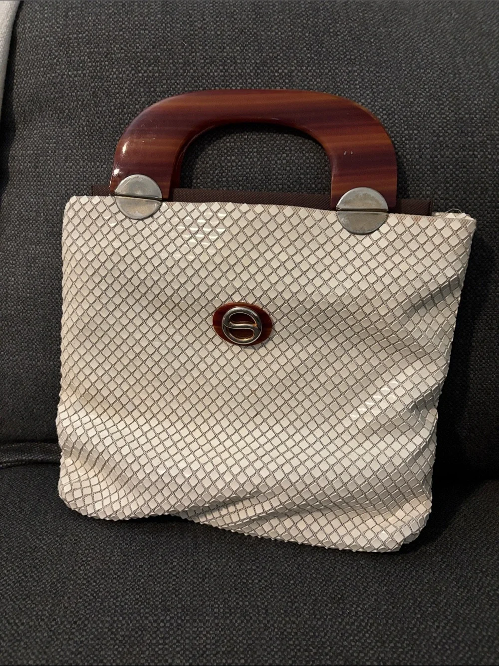 Vintage white mesh bag